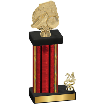 Accented Single Red Glacier Year Soccer Trophy