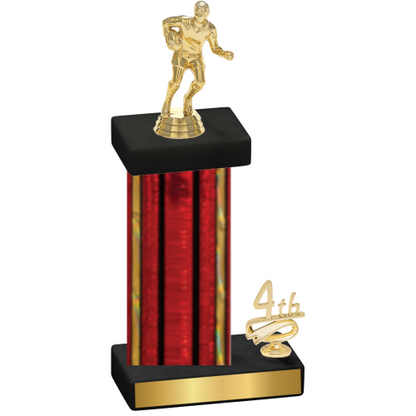 Accented Single Red Glacier Fourth Place Rugby Trophy