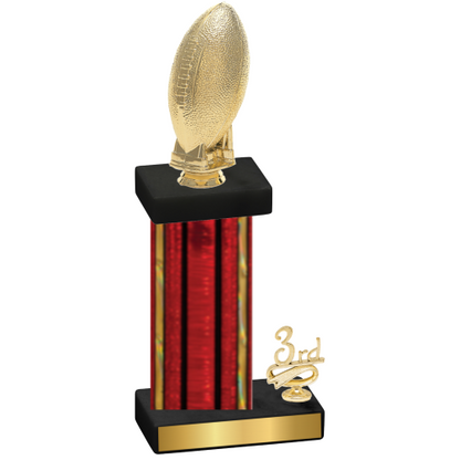 Accented Single Red Glacier Third Place Football Trophy