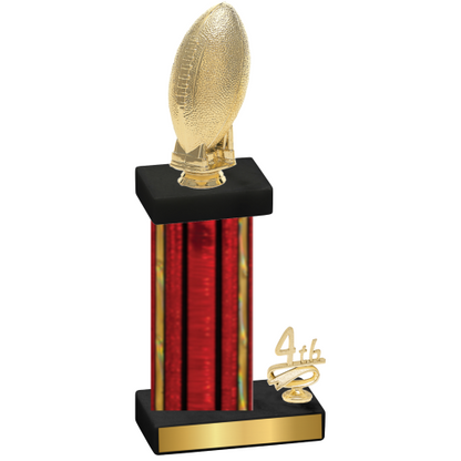 Accented Single Red Glacier Fourth Place Football Trophy