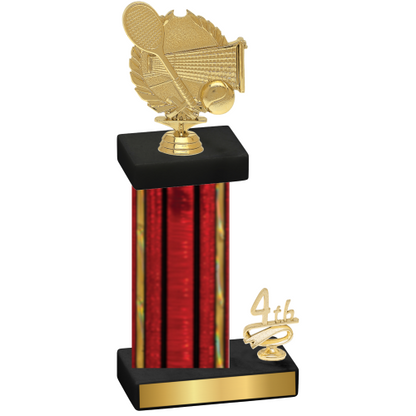 Accented Single Red Glacier Fourth Place Tennis Trophy