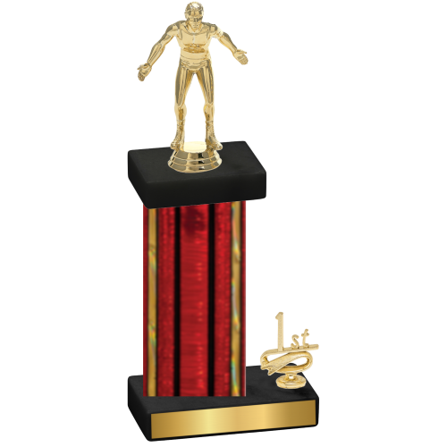 Accented Single Red Glacier First Place Wrestling Trophy