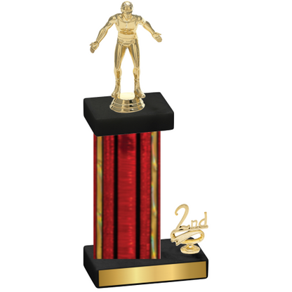 Accented Single Red Glacier Second Place Wrestling Trophy