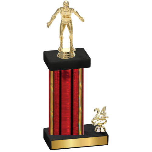 Accented Single Red Glacier Year Wrestling Trophy