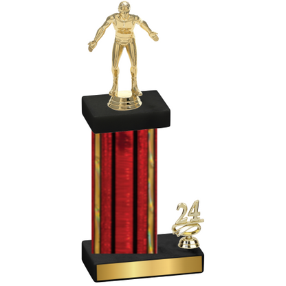 Accented Single Red Glacier Year Wrestling Trophy