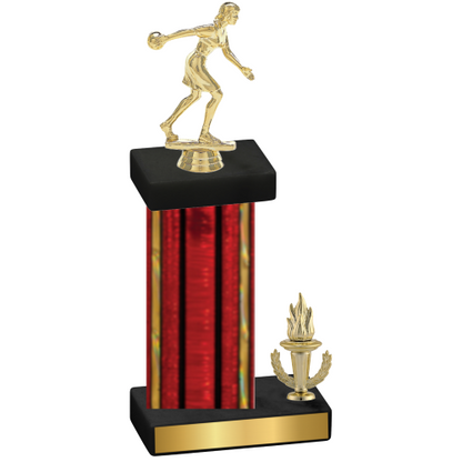 Accented Single Red Glacier Victory Bowling Trophy