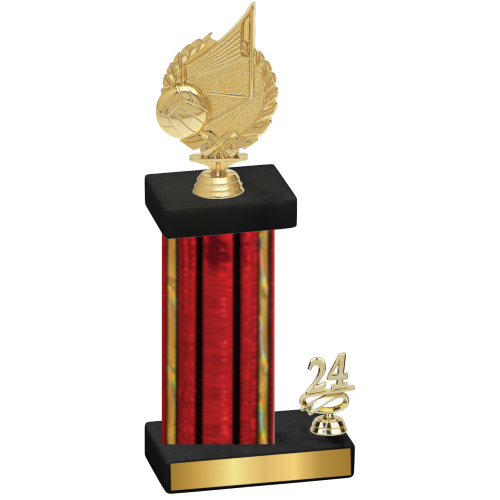 Accented Single Red Glacier Year Volleyball Trophy