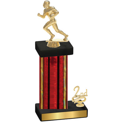 Accented Single Red Glacier Second Place Football Trophy