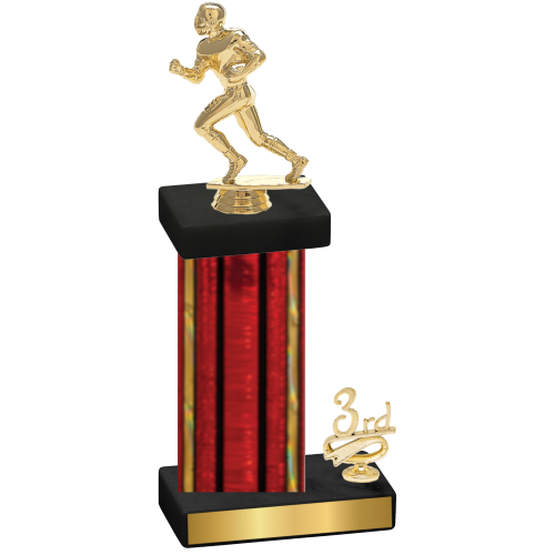 Accented Single Red Glacier Third Place Football Trophy