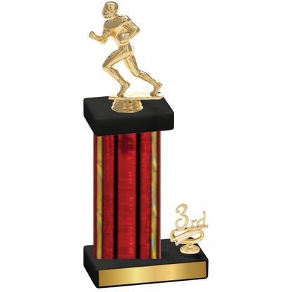 Accented Single Red Glacier Third Place Football Trophy