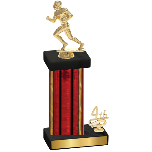 Accented Single Red Glacier Fourth Place Football Trophy