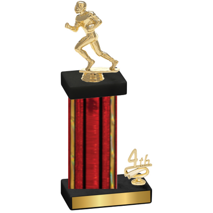 Accented Single Red Glacier Fourth Place Football Trophy