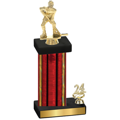 Accented Single Red Glacier Year Hockey Trophy