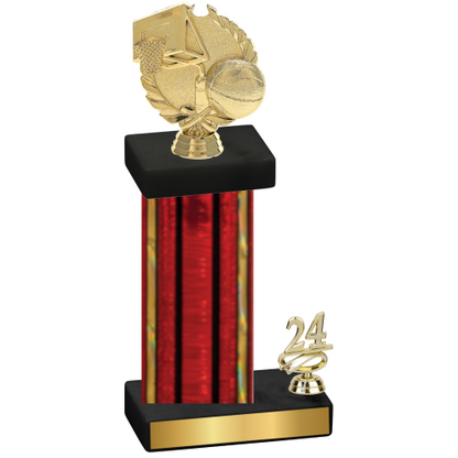 Accented Single Red Glacier Year Basketball Trophy