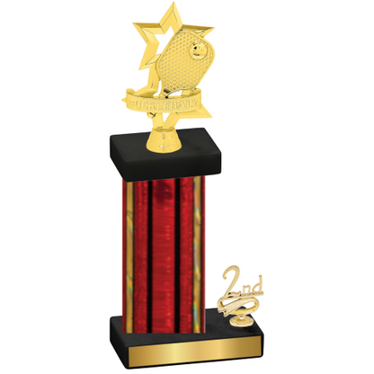 Accented Single Red Glacier Second Place Pickleball Trophy