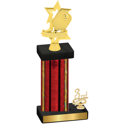 Accented Single Red Glacier Third Place Pickleball Trophy