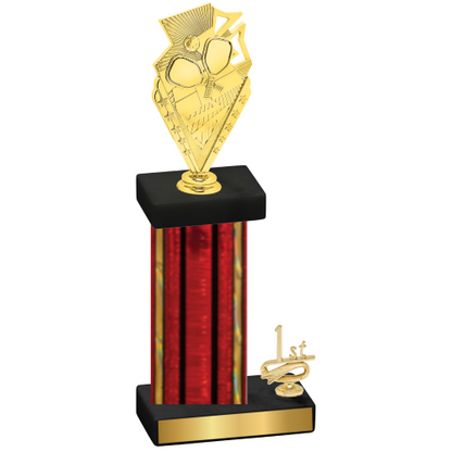 Accented Single Red Glacier First Place Pickleball Trophy