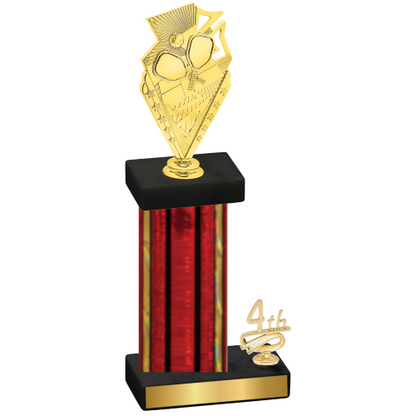 Accented Single Red Glacier Fourth Place Pickleball Trophy