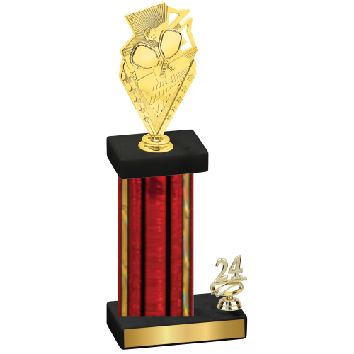 Accented Single Red Glacier Year Pickleball Trophy