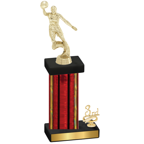 Accented Single Red Glacier Third Place Basketball Trophy