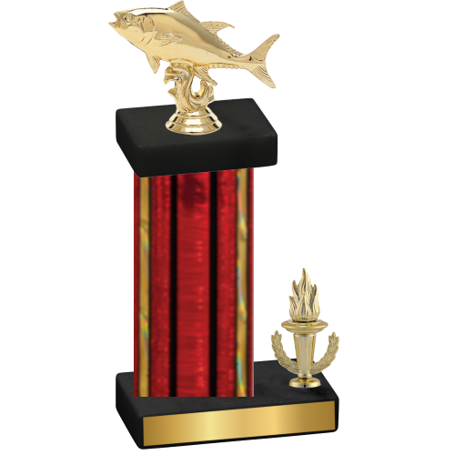 Accented Single Red Glacier Victory Fishing Trophy