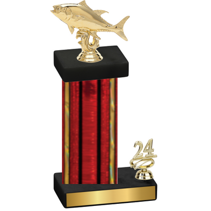 Accented Single Red Glacier Year Fishing Trophy