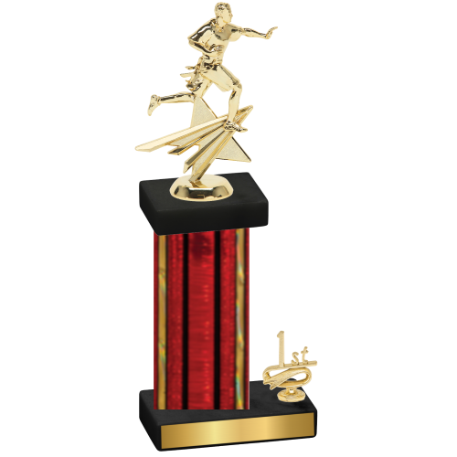 Accented Single Red Glacier First Place Flag Football Trophy