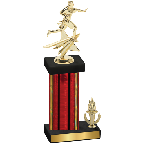 Accented Single Red Glacier Victory Flag Football Trophy