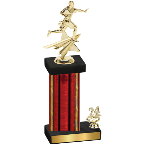 Accented Single Red Glacier Year Flag Football Trophy