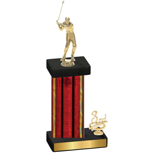 Accented Single Red Glacier Third Place Golf Trophy