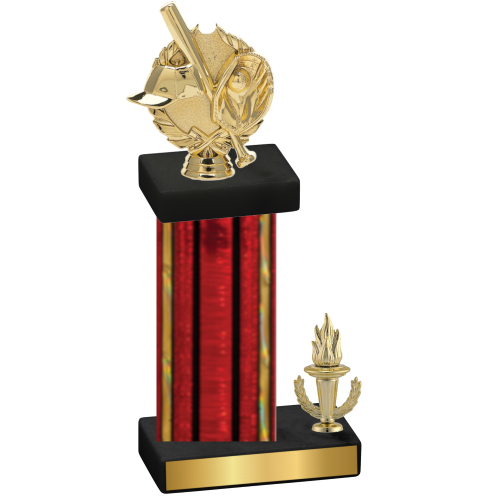 Accented Single Red Glacier Victory Baseball Trophy