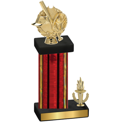 Accented Single Red Glacier Victory Baseball Trophy