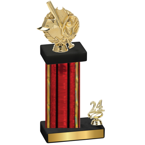 Accented Single Red Glacier Year Baseball Trophy