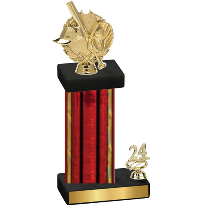 Accented Single Red Glacier Year Baseball Trophy