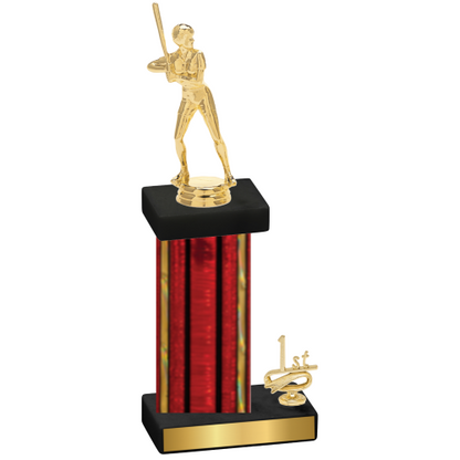 Accented Single Red Glacier First Place Softball Trophy