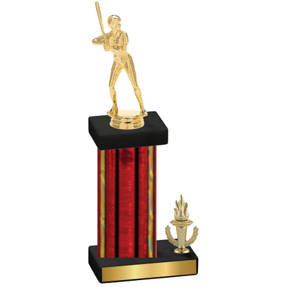 Accented Single Red Glacier Victory Softball Trophy