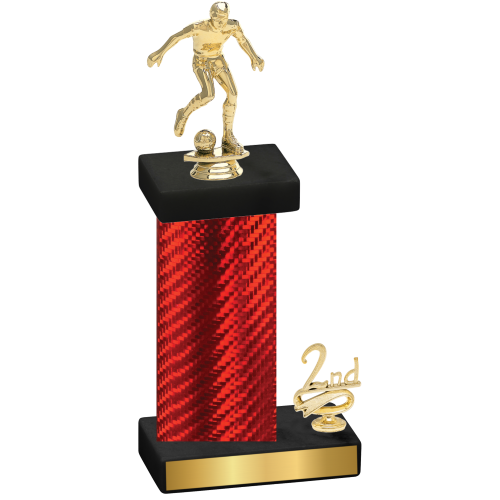 Accented Single Red Carbon Fiber Second Place Soccer Trophy