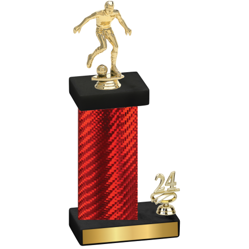 Accented Single Red Carbon Fiber Year Soccer Trophy