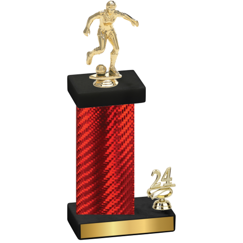 Accented Single Red Carbon Fiber Year Soccer Trophy