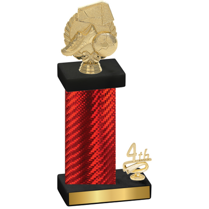 Accented Single Red Carbon Fiber Fourth Place Soccer Trophy