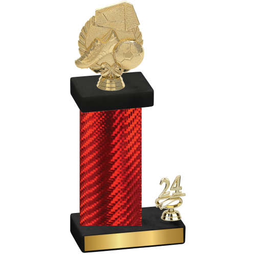 Accented Single Red Carbon Fiber Year Soccer Trophy