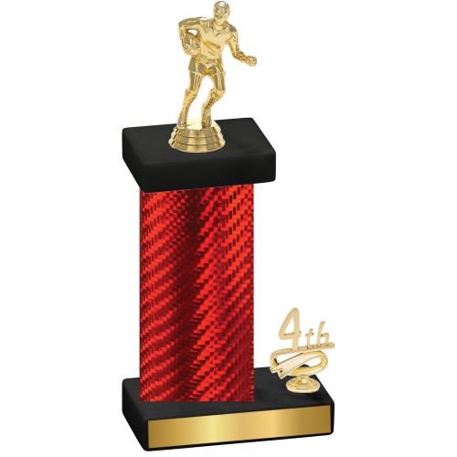 Accented Single Red Carbon Fiber Fourth Place Rugby Trophy