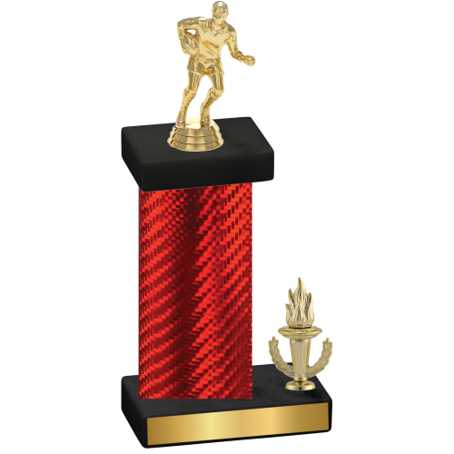 Accented Single Red Carbon Fiber Victory Rugby Trophy