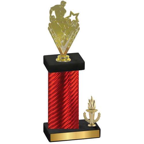 Accented Single Red Carbon Fiber Victory Rugby Trophy