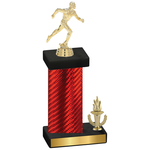 Accented Single Red Carbon Fiber Victory Running Trophy