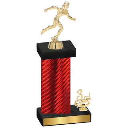 Accented Single Red Carbon Fiber Third Place Running Trophy