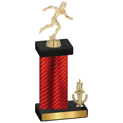 Accented Single Red Carbon Fiber Victory Running Trophy