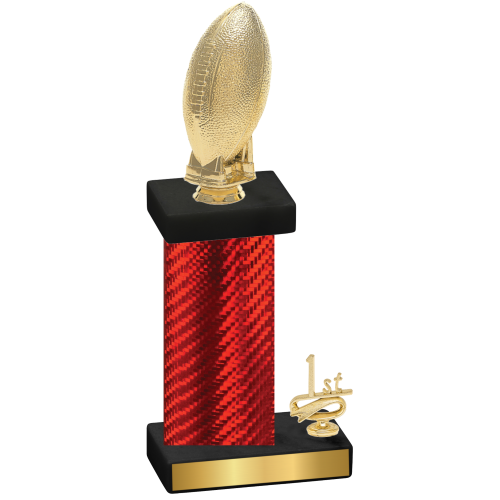 Accented Single Red Carbon Fiber First Place Football Trophy