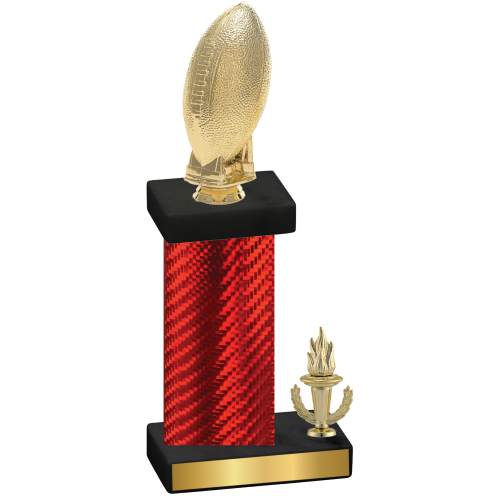 Accented Single Red Carbon Fiber Victory Football Trophy