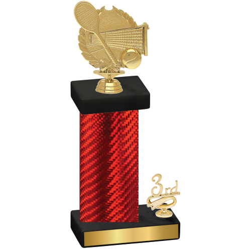 Accented Single Red Carbon Fiber Third Place Tennis Trophy